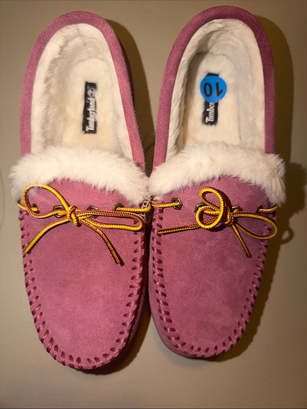 Timberland Women's Rose Suede Moccasin Slippers with Faux Fur Trim